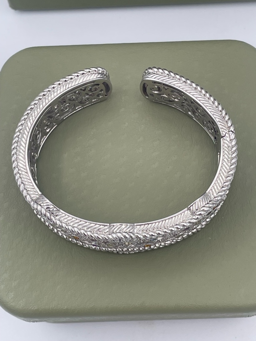 Judith Ripka Sterling Silver 925 Multi Gemstone CZ Cuff Bracelet Heavy 66.6g - Picture 11 of 15